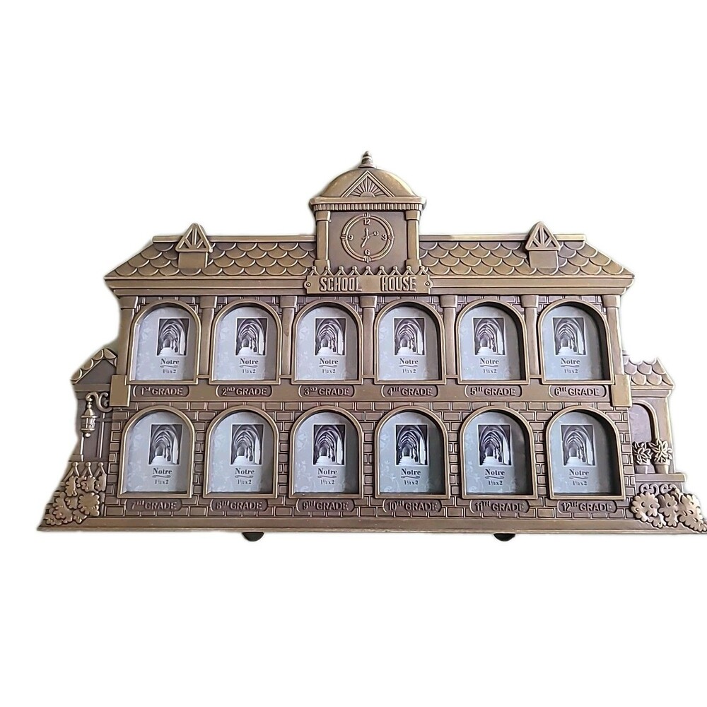 Vtg Nantucket Brass Tone School House Picture Frame 1st-12th Grade  NIB